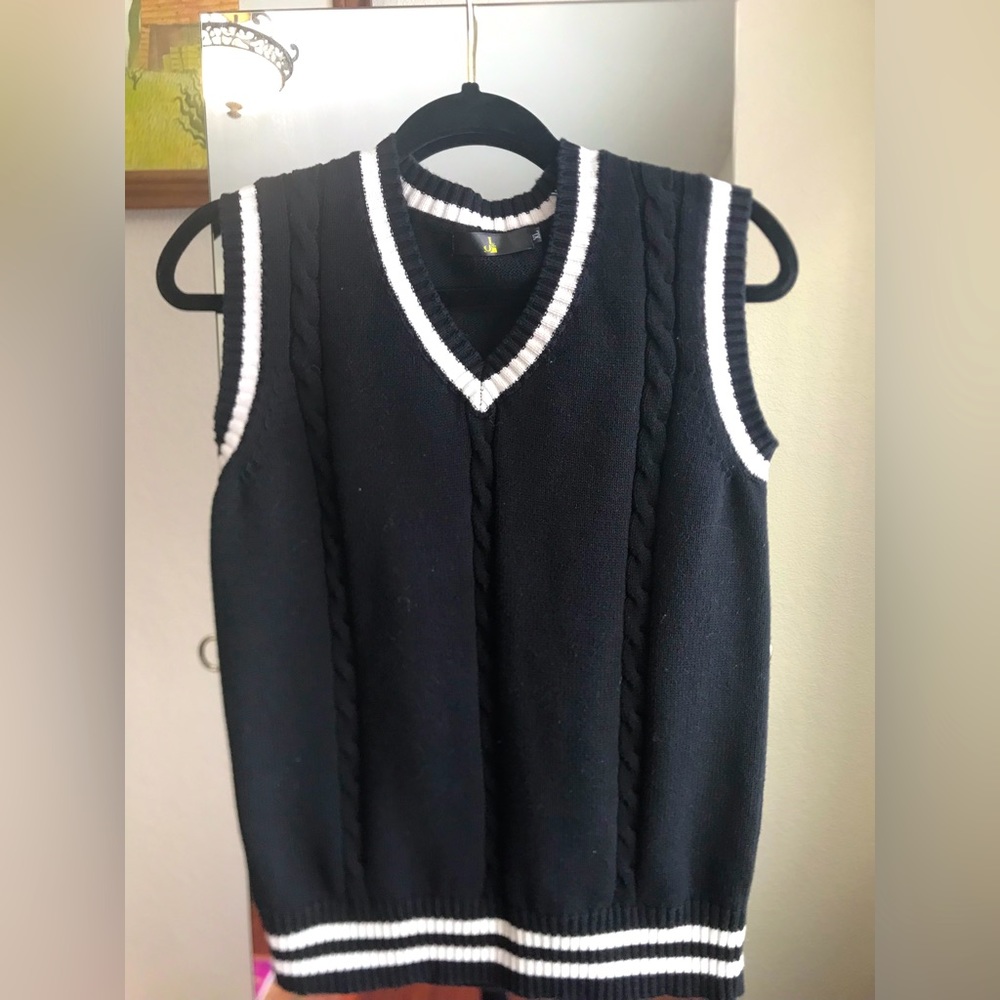 J Brand Black Preppy Sweater vest. Marked Size XL, fits more like Medium.